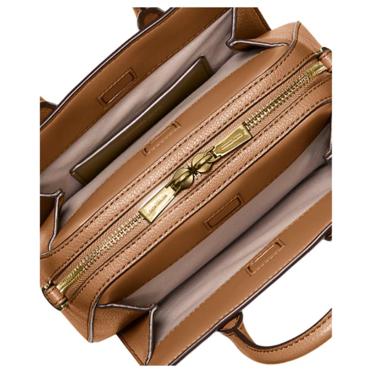 Michael Kors Laila Gold Logo Print Faux Leather Mini Tote Bag Women Handbags Acorn-Brown 32F5G9IC0B-BRN