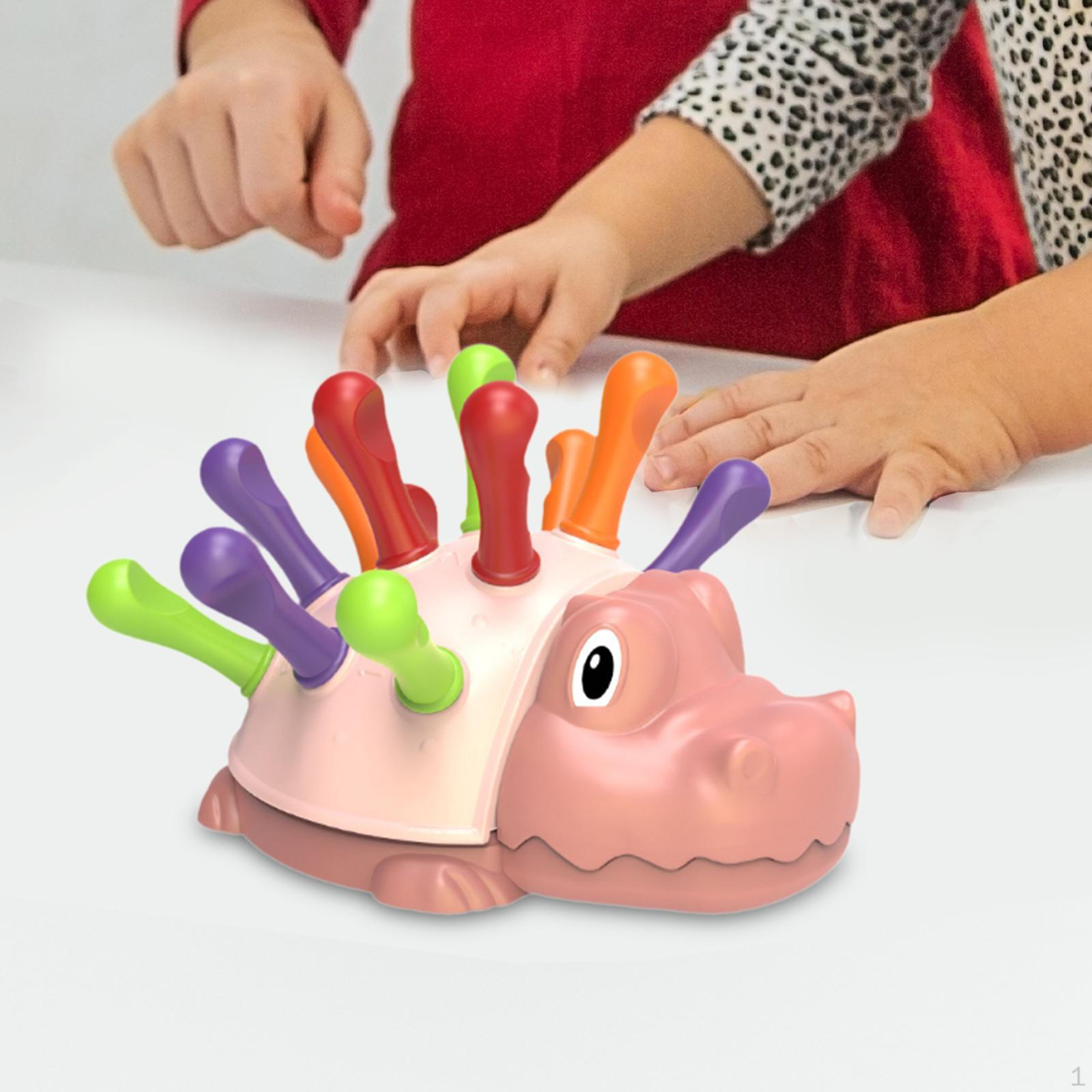 

Baby Montessori Toys, Hippo Insertion Playset Color Cognition Навчальна іграшка Інтелект рожевий