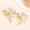 Versatile Crystal Flower Brooch Adjustable Fastener Stylish Corsage Pin Accessory For Formal Wear Casual Outfits