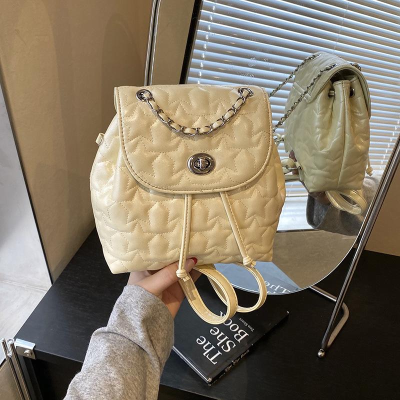 Bags Women's Bags Summer 2025 New Small Fragrant Wind Diamond Backpack Fashion Versatile Travel Bucket Bag Tide