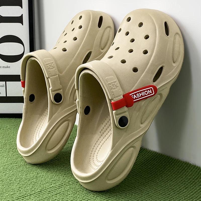 Summer Slippers Men Classic Hole Shoes Comfy Soft Sole Outdoor Indoor Men's  Garden Clogs Beach Shoes Slides