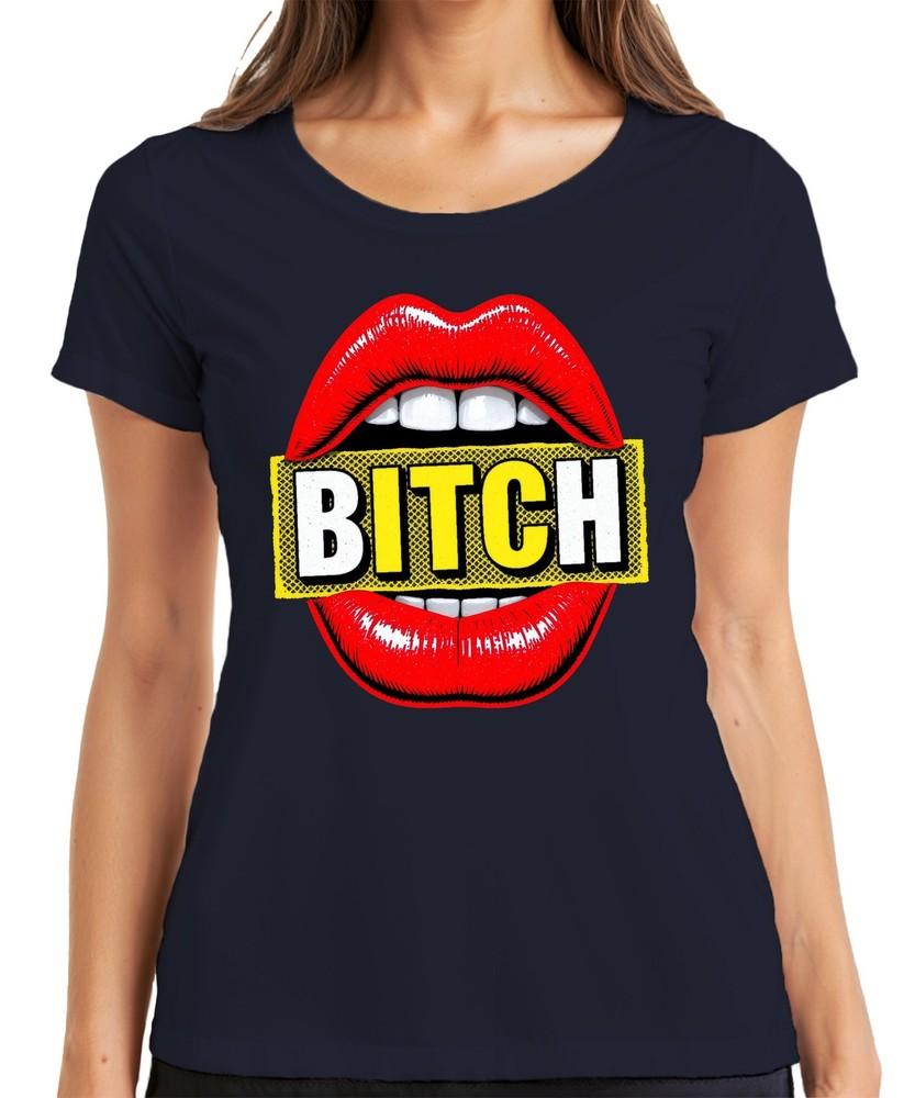Bitch Saying Lips Red Pop Art Cheeky Gift Girlfriend Party Ladies TShirt S