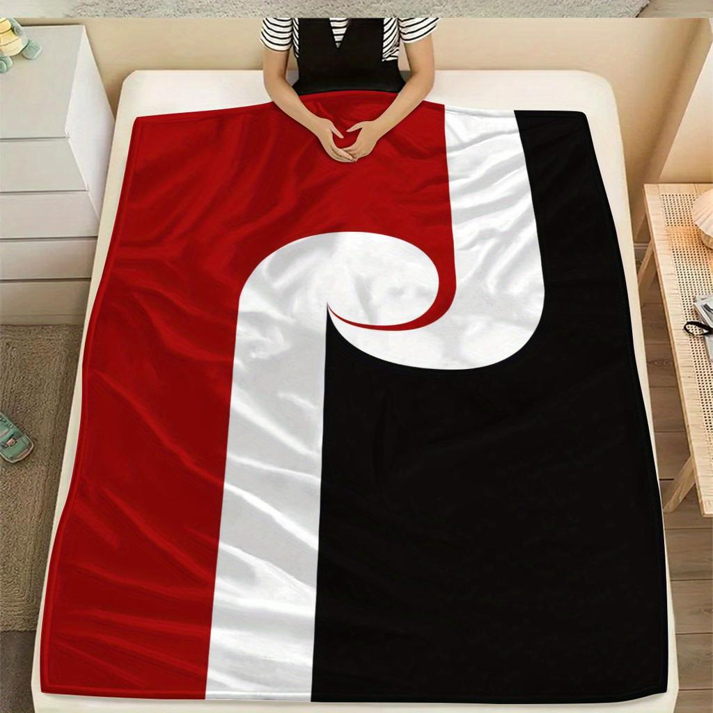 Colorful Maori Flag Theme Flannel Printed Blanket Suitable for All Seasons Suitable for Living Room Office Sofa and Travel
