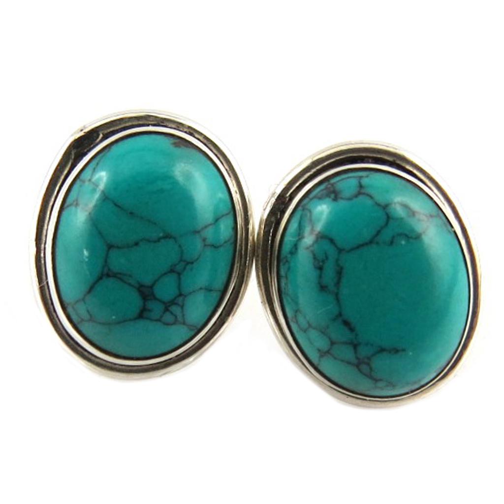 Les Trésors De Lily [Q9848] - Silver Turquoise 'Heaven' Silver Earrings - 13x10 Mm