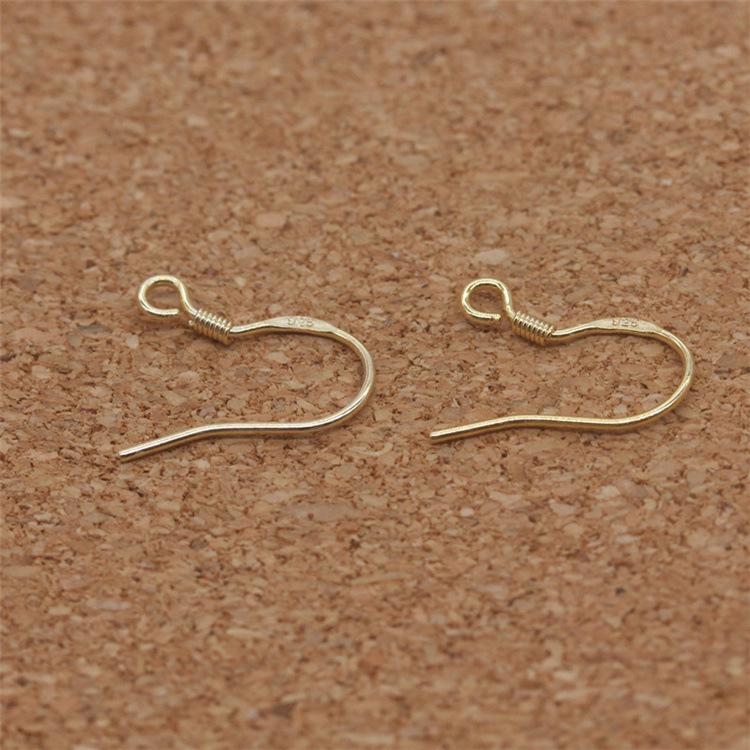 18K Solid Gold Color-Retaining Earring Hooks S925 Semi-Finished Handmade DIY Jewelry Components