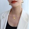 French-Style Peach Love Heart Pendant Necklace, 18K Gold Titanium Steel Clavicle Chain