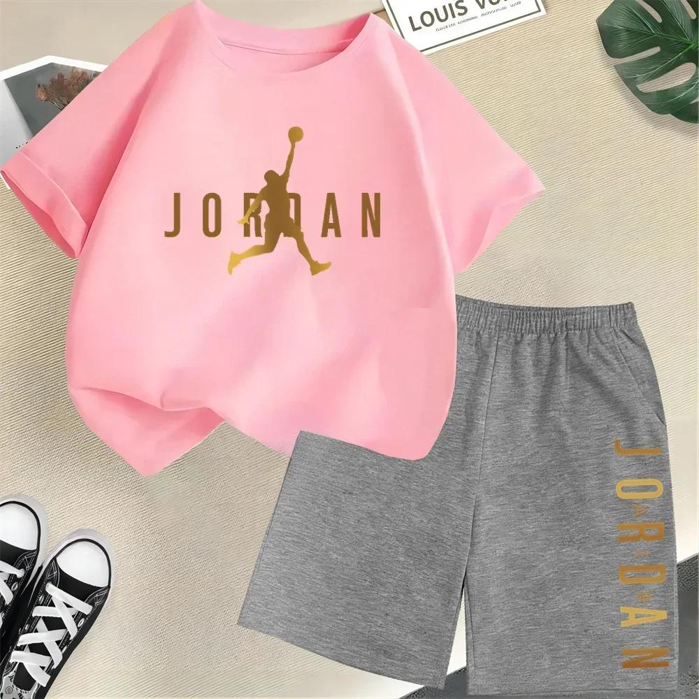 Sommer Kurzarm Kinder Set Slam Dunk Meister Muster Druck Sport T-Shirt+Shorts 2er Set Kinder Jungen Mädchen Mode Trainingsanzug