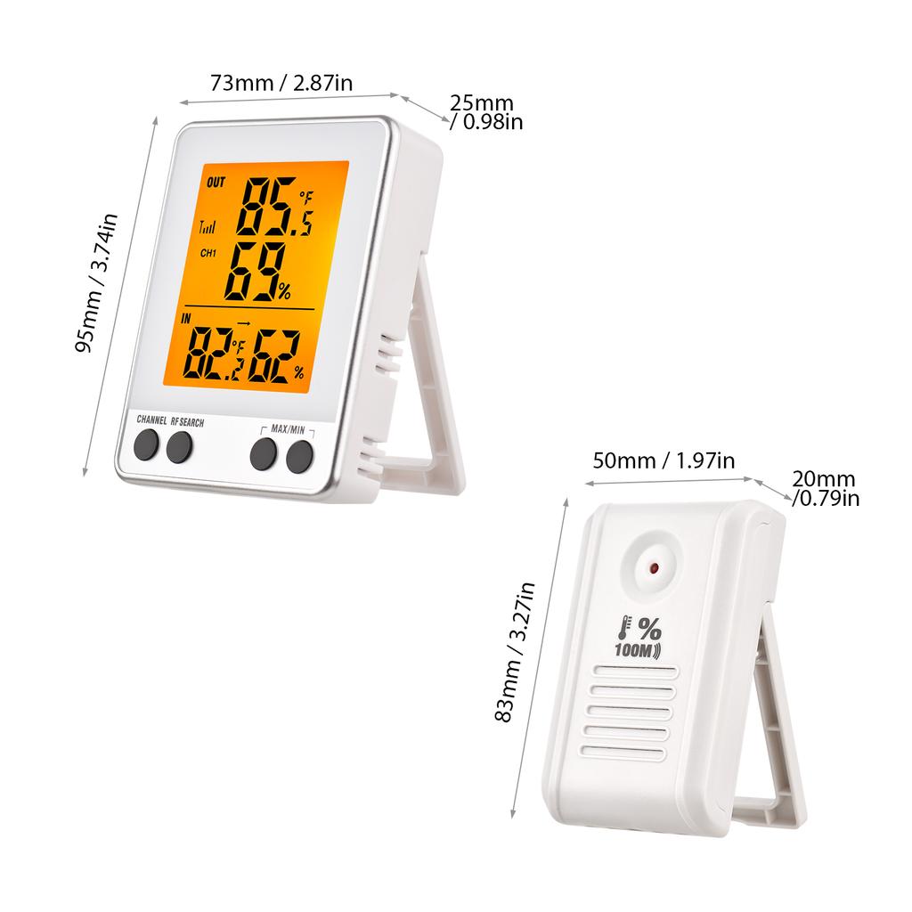 Digital Indoor Outdoor Thermohygrometer with Remote Sensor 328ft 100m Backlight Thermometer
