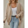 Women New Arrival Solid Medium Length Knit Cardigan, Autumn Winter Casual Open Front Knitted Sweater