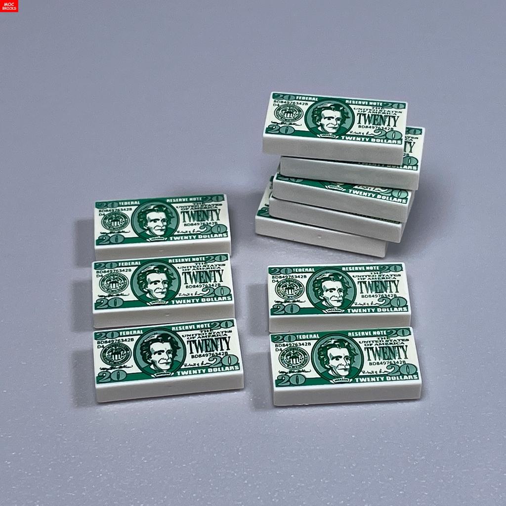 Ungiftige Moc Bausteine Horror Stadt Gold Silber Geldpistole Münzen Dollar Tasche Aktenkoffer 4cm Figur Polizei Zubehör Baustein Kinder Spielzeug