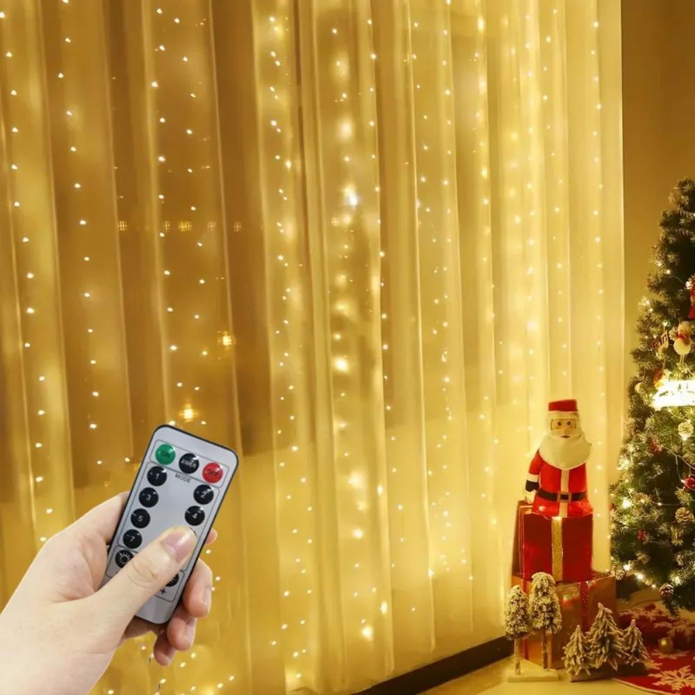 New LED Curtain Atmosphere String Lights with Remote Control Bedroom Holiday Wedding Birthday Christmas Decoration Fairy Lights