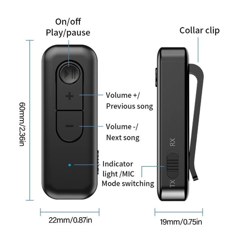 Double Function Bluetooth-compatible 5.3 Transmitter Receiver 2400Mhz 1200Mbps for Fast Wireless Auditory Connection
