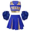 Girl's Cheerleading Uniform Fancy Dress Outfit Cosplay Halloween Costume Crop Top with Skirt and Hand Flowers