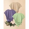 Mother's Day Gift 3 Pack Sun Letter Print Retro Women Round Neck Short Sleeve T Shirts Casual Sports Tops