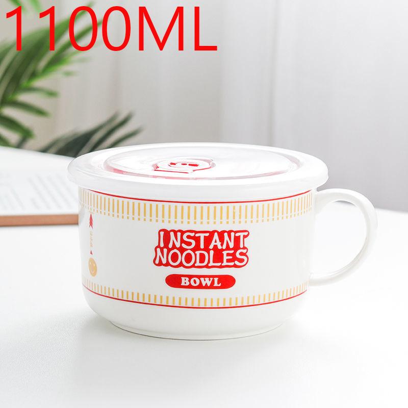 מכסה יצירתיות קרמיקה קערת דייסה לאטריות אינסטנט חדר מעונות סטודנטית משרד סטודנט קערת מרק גדולה במיוחד כוס יפנית קערת ארוחת צהריים ספל