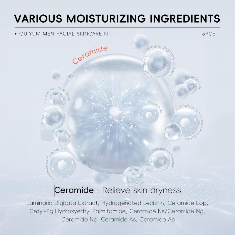 QUIYUM Skin Care set for Men, Cleansing and Moisturizing 5 pcs, Travel size
