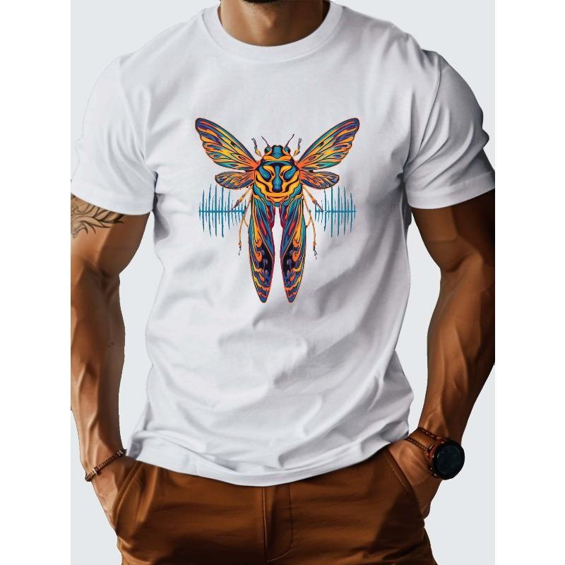 Europeiska storlekar psykedelisk cikada herr-T-shirt bekväm passform