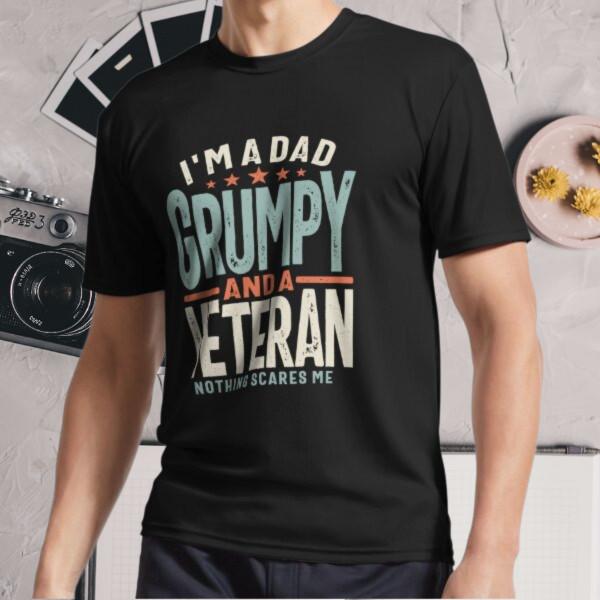 New Shirt I'm a Dad Grumpy and a Veteran Active Logo T-Shirt Funny Size S - 5XL