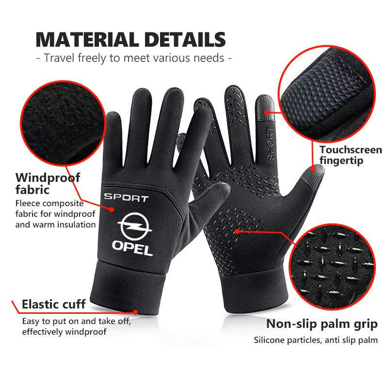 Winter Thermal Touchscreen Gloves Waterproof Anti Slip Outdoor Riding Accessories For Opel Insignia Astra G J F K Vectra C H