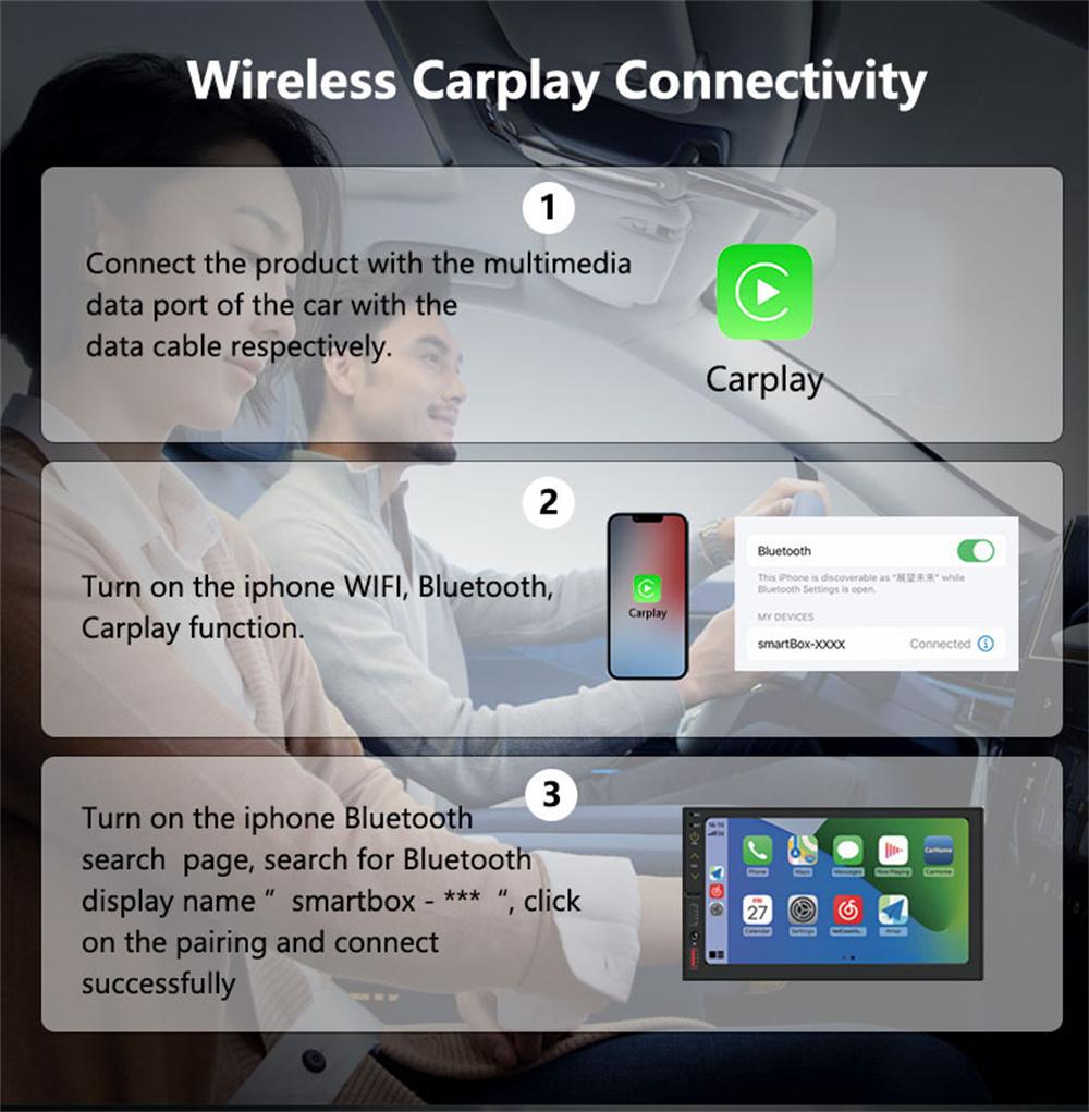 Wired to Wireless CarPlay Box Android Auto Adapter 2v1 Plug and Play USB/Type C Dongle Bluetooth WiFi Connect OTA Aktualizováno