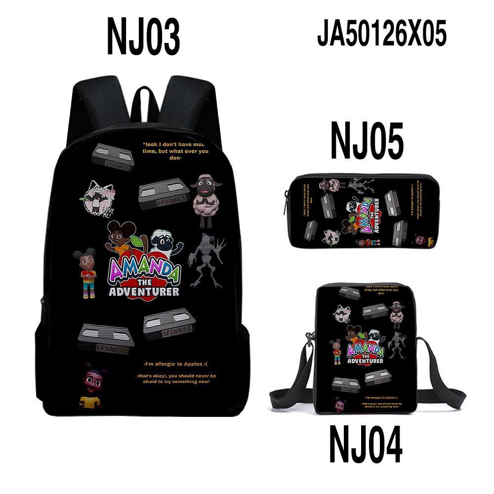 Classic Amanda the Adventurer 3D Print 3pcs/Set Pupil School Bags Laptop Daypack Backpack Inclined Shoulder Bag Pencil Case