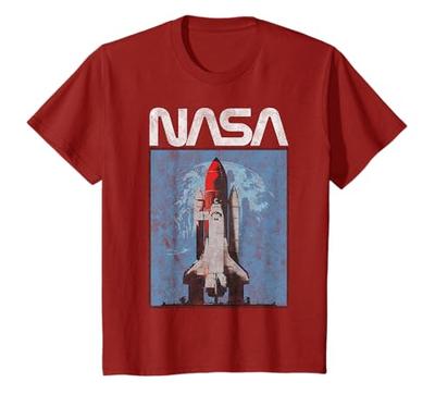 Koszulka w stylu plakatu z logo NASA i rakietą kosmiczną wahadłowca
