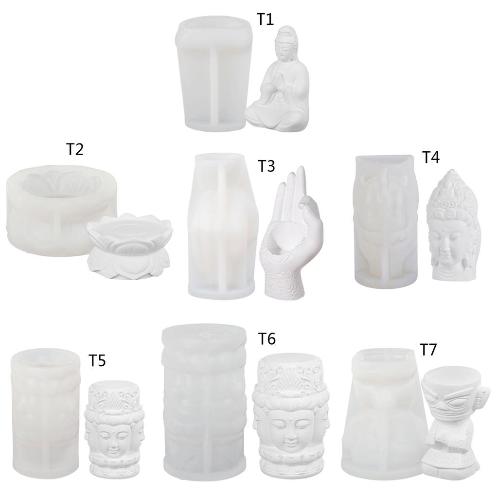 Guanyin Candle Silicone Mould Non-Stick Soap Plaster Craft DIY Home Decorations Resin Molds Tool for Aromatherapy