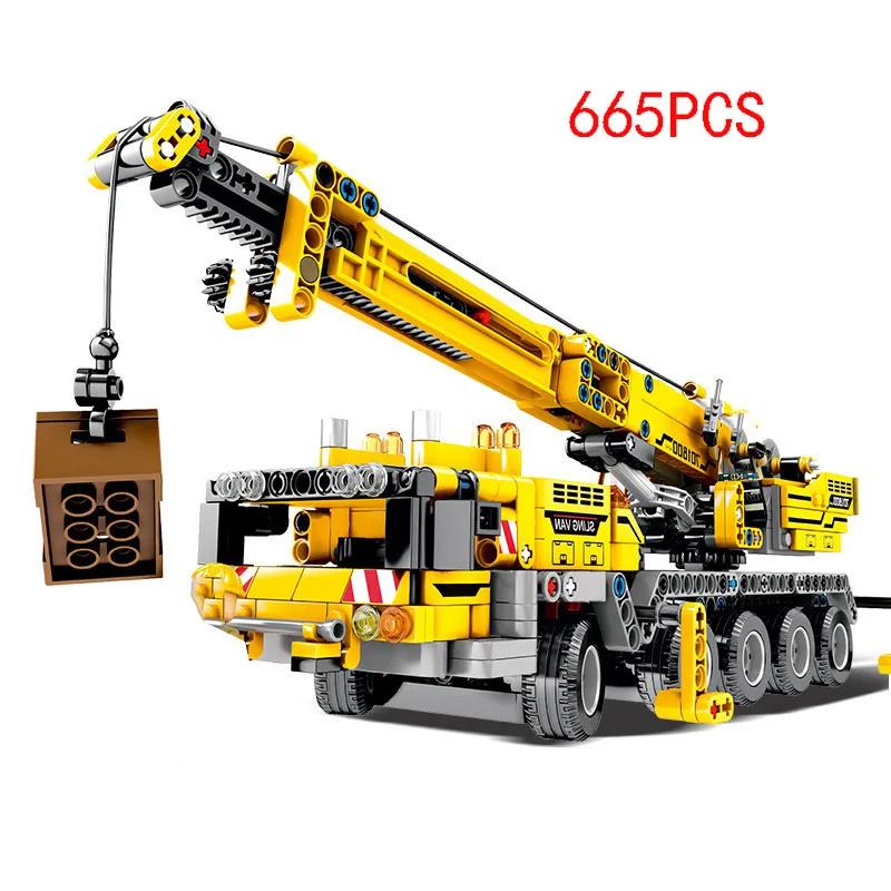 Compatible Sets City Series Building Blocks 60409 Yellow Mobile Construction Crane Excavator Car Children's Toys Assembling Gift