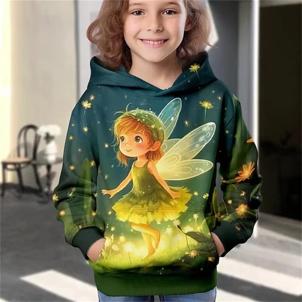 Kids Clothes Girl Hoodies Long Sleeve 3D Cartoon Print Children Spring Fall Clothes Tops Outdoor Casual Polyester Girl Clothing