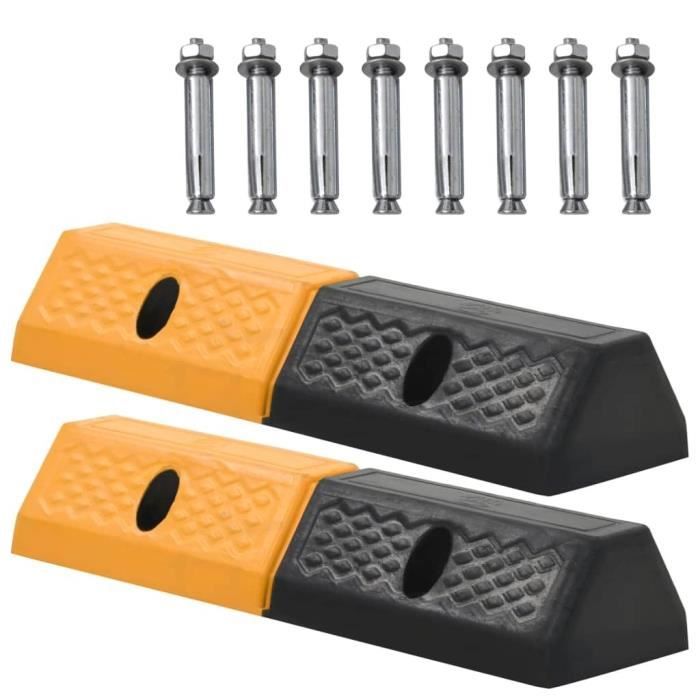 Butoir de stationnement - vidaXL - 2 pcs - Caoutchouc - Jaune et noir - 49 x 15 x 9 cm
