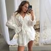 Spring and Autumn 2026 Sweet and Loose Ruffled Two-Piece V-Neck Shirt Shorts Set