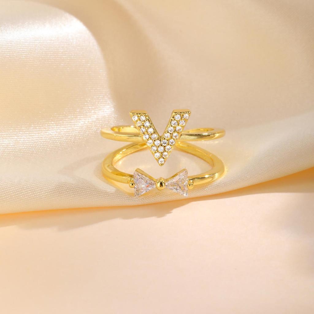 Adjustable Statement Zirconia Ring for Women, Open Ring Jewelry Daily Work Accessories