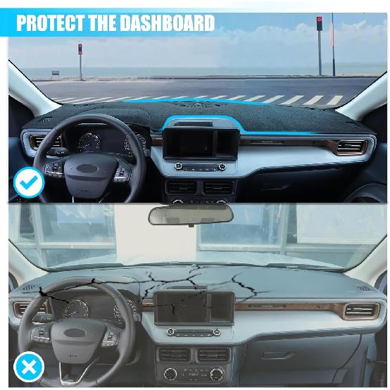 Dashboard Cover Mat Dash Mat Compatible with 2025 2024 2023 2022 Ford Maverick,Polyester Dashboard Cover Sun Shade Pad,Suede Car Anti-Slip Dash Board
