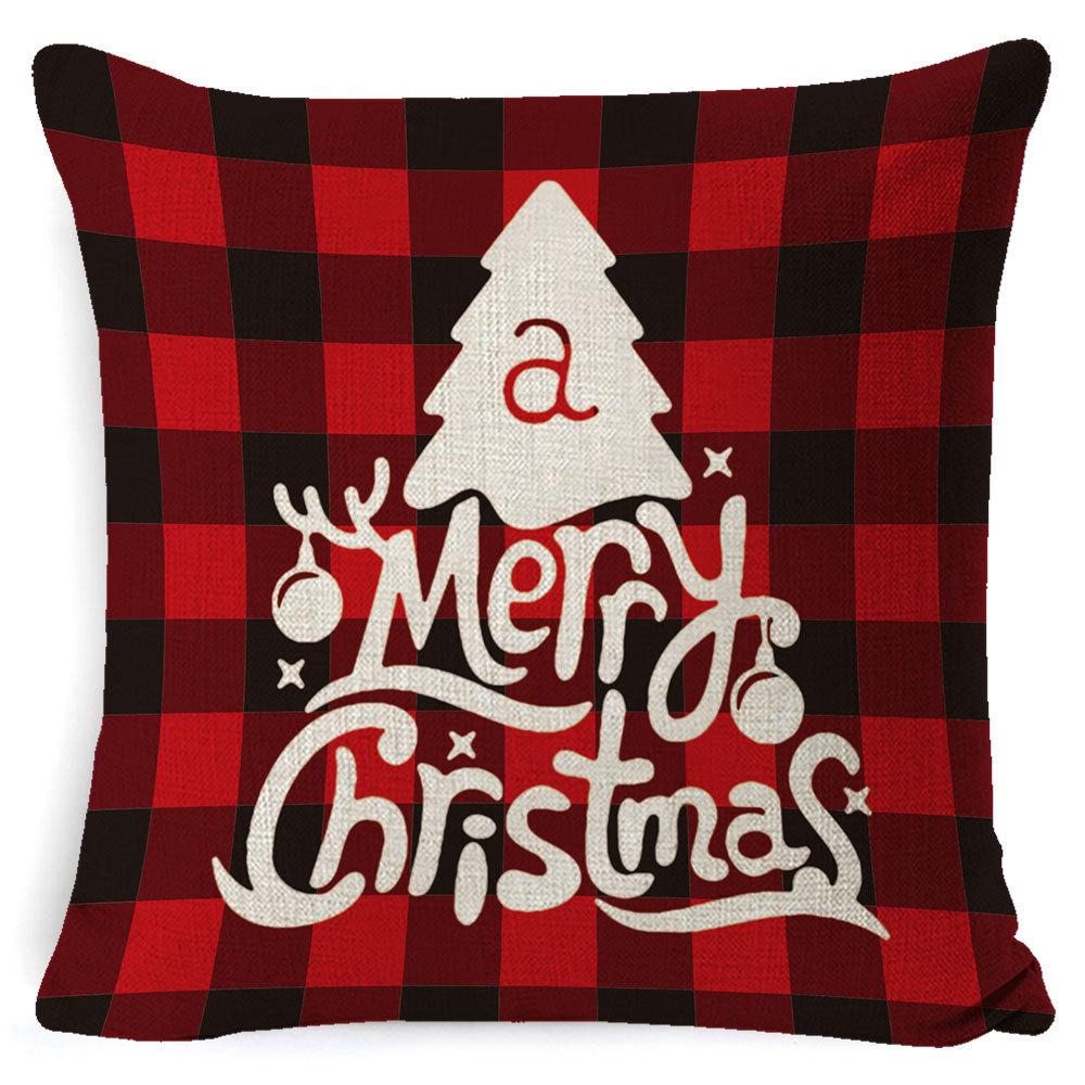 Christmas Pillow Cover Home Sofa Cushion Elk Letter Print Cushion Cover Christmas Atmosphere