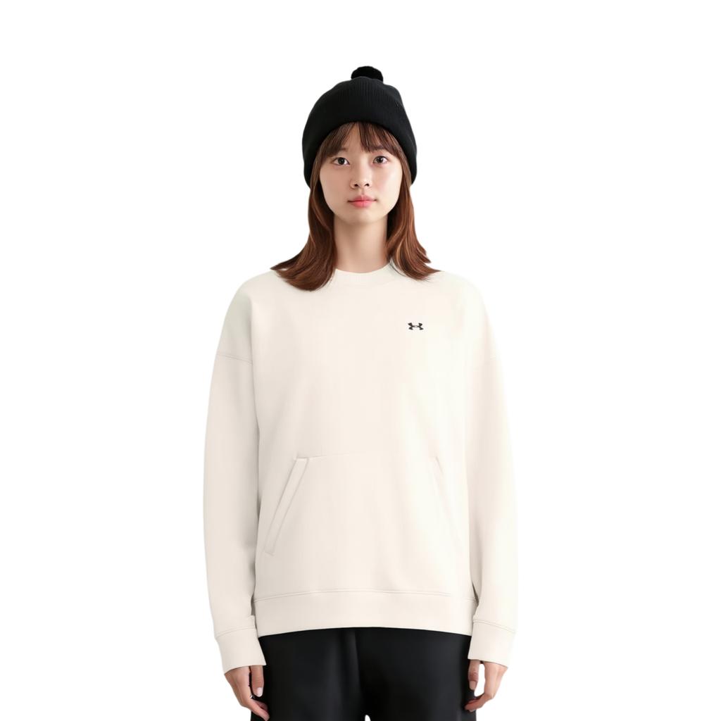 Under Armour Simple Brand Logo Comfortable Crew Neck Pullover Sweatshirt Women sweatshirt White 1389288-110