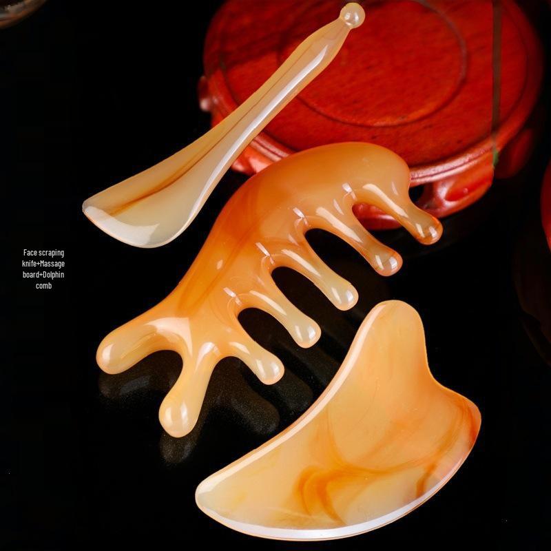 Buffalo Horn Gua Sha Board – Acupoint Scraper for Full Body and Face Meridian Massage in Beauty Salons