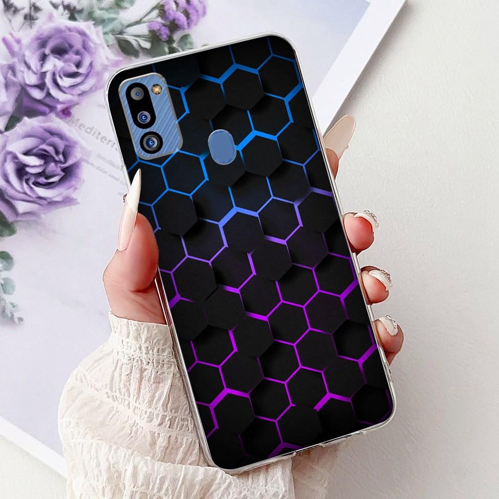 For Samsung M21 2021 Case Clear Fashion Cute Cat Cool Luxury Painted Soft Funda For Samsung Galaxy M21 2021 Back Cover SM-M215G