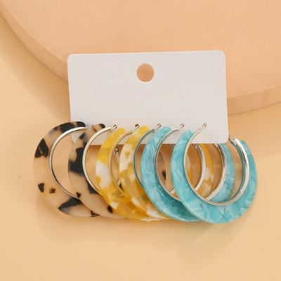 3 Paar Damen-Ohrringe in C-Form, Vintage-Schmuck, galvanische geometrische Creolen