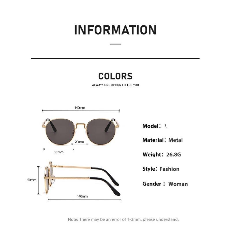 Circular Metal Sunglasses for Women UV Resistant and Sunscreen Sunglasses
