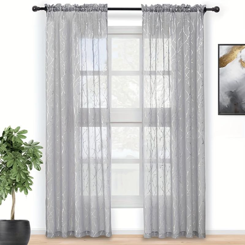 

1 шт. Деревянная ветка серебристые прозрачные шторы для гостиной спальни домашнего декора W132cmxH244cm 1PC серый