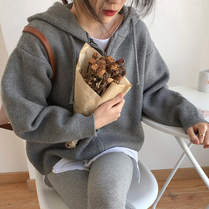 Вязаный кардиган с капюшоном на молнии — фото 6