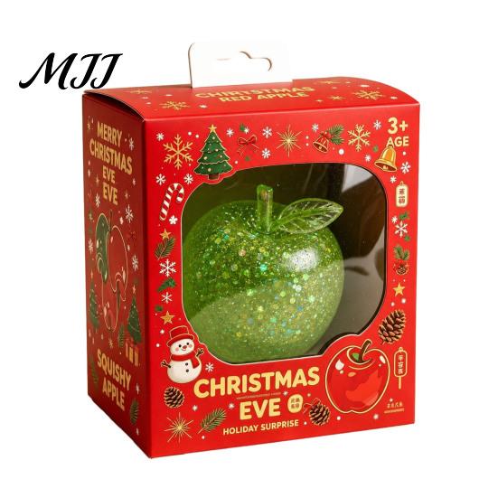 Soft Sensory Apple Toy Fruit Squeeze Toy, Christmas Shaped Slow Rise Fidget Stress Relief Cute Novelty for Adults Kids Anxiety
