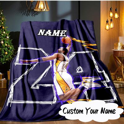 Custom Name Basketball Player Action Blanket  Ideal Bedding Blanket Perfect for Travel, Camping, Living Rooms, Offices, Sofas, Fan Christmas Gift