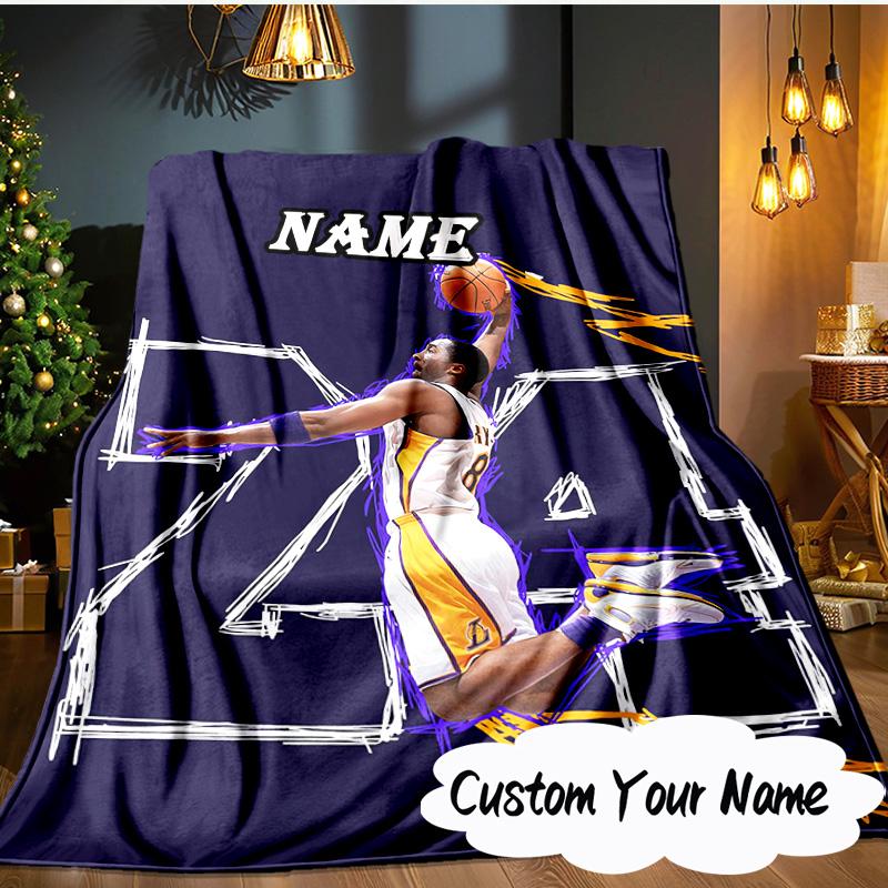 Custom Name Basketball Player Action Blanket Ideal Bedding Blanket Perfect for Travel, Camping, Living Rooms, Offices, Sofas, Fan Christmas Gift