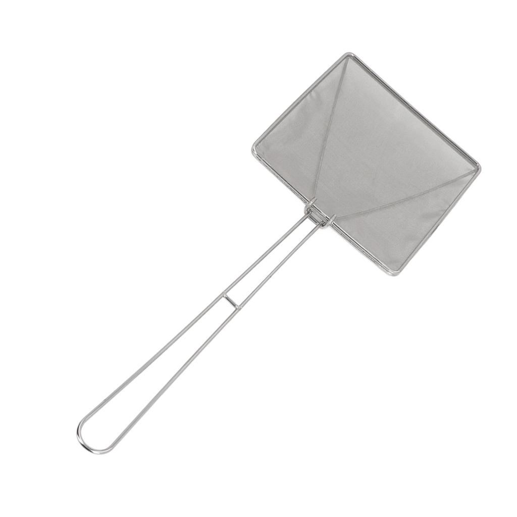 Oil Residue Shovel Strainer 304 Stainless Steel Square Fine Mesh Wok Skimmer Slotted Spoon for Cooking Frying Oil