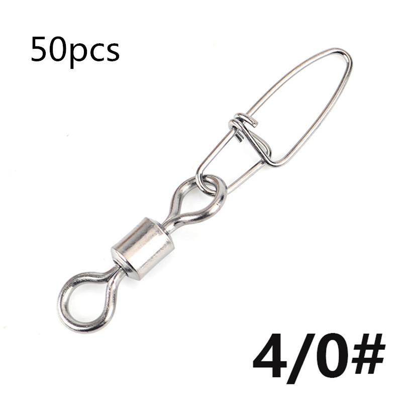 FTK Medidor de pressão 50 peças acessórios de pesca pique conector pino rolamento giratório mosquetão isca giratória equipamento