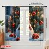 2pcs,2D Plane Printing Pattern Curtains Cute Snowman Christmas Tree_e Polyester Fabric (without Rod) Home Decor Use for Living
