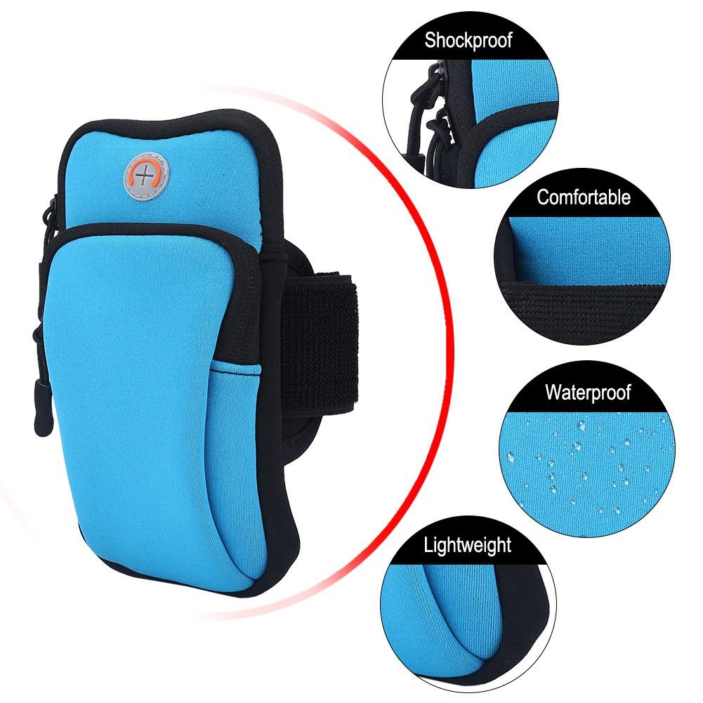 Outdoor Sport Running Jogging Exercise Gym Arm Wrist Pouch Armband Phone Case Bag Blue