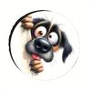 1pc Of Abstract Dog Pattern Spare Tire Cover, Made Of Polyester Material, UV And Dust Resistant, Suitable For Trailers, RVs, Car