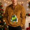 Herren Casual Reißverschluss-Sweatshirt mit Weihnachtsdruck für die Feiertagsparty und den Winter